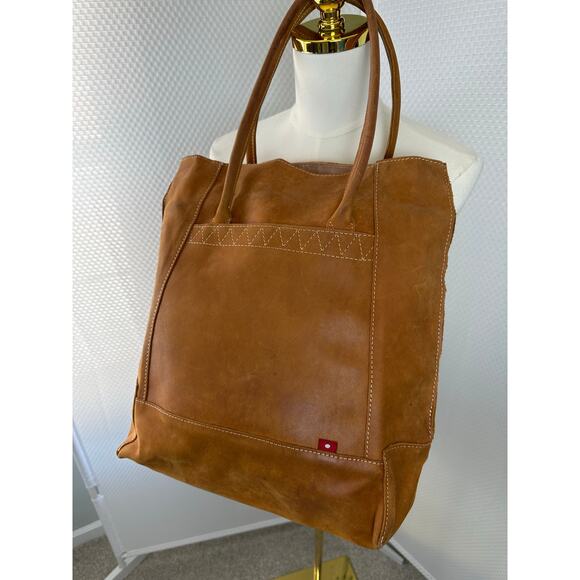 Minimalist high-quality Camel leather tote bag 14”x16” - Picture 11 of 11